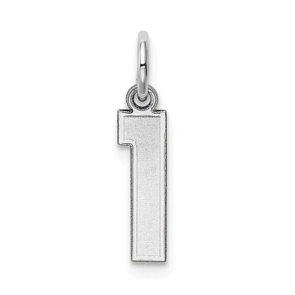 14k White Gold, Jersey Collection, Small Number 1 Pendant - Picture 1 of 6